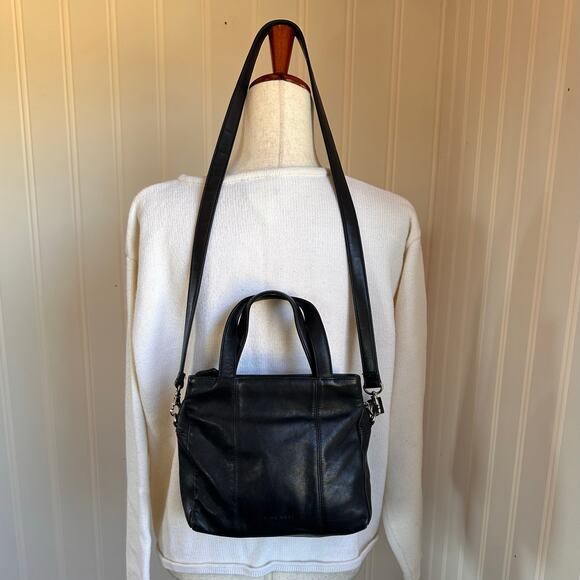 Vintage 90s Black Leather Crossbody Purse OS - Picture 1 of 5